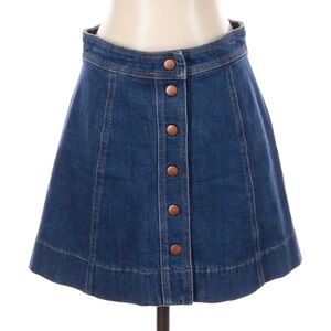 Madewell Denim A-Line Mini Skirt with Front Snap Buttons Size 00
